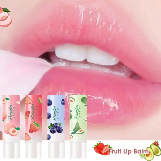 Fruit Lip Balm Temperature Change Color Tinted Lipstick Strawberry Peach Moisturizing Lasting Waterproof Lip Primer Cream Makeup