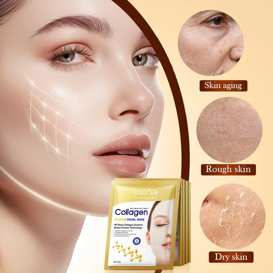 5pcs SADOER Collagen Face Mask Facial skincare Moisturizing Brightening Firming Hydrating Facial Masks Face Skin Care Products